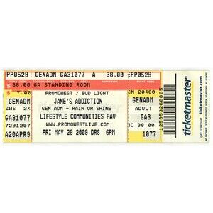 2009 Jane's Addiction Full Complete Concert Ticket Stub Columbus OH